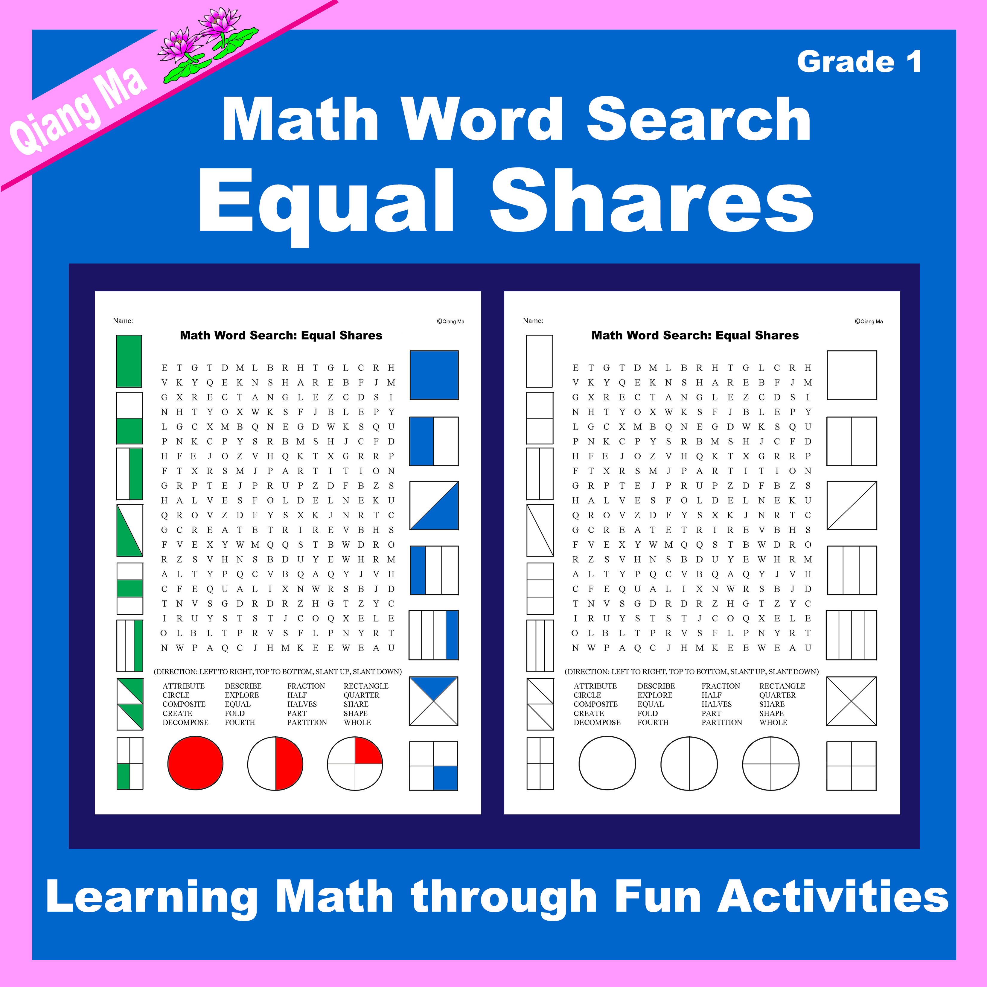 Math Word Search: Equal Shares (Gr 1)