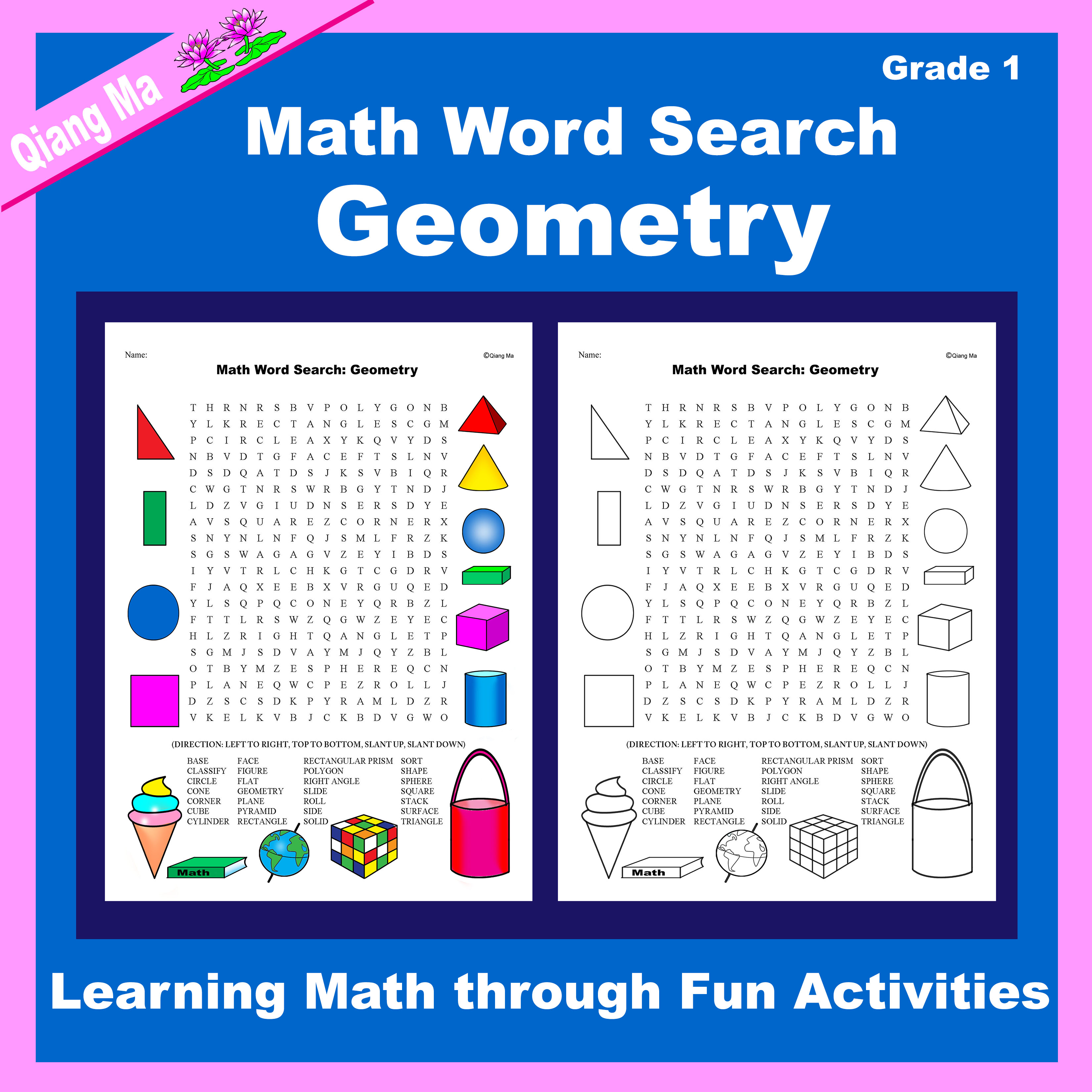 Math Word Search: Geometry (Gr 1)