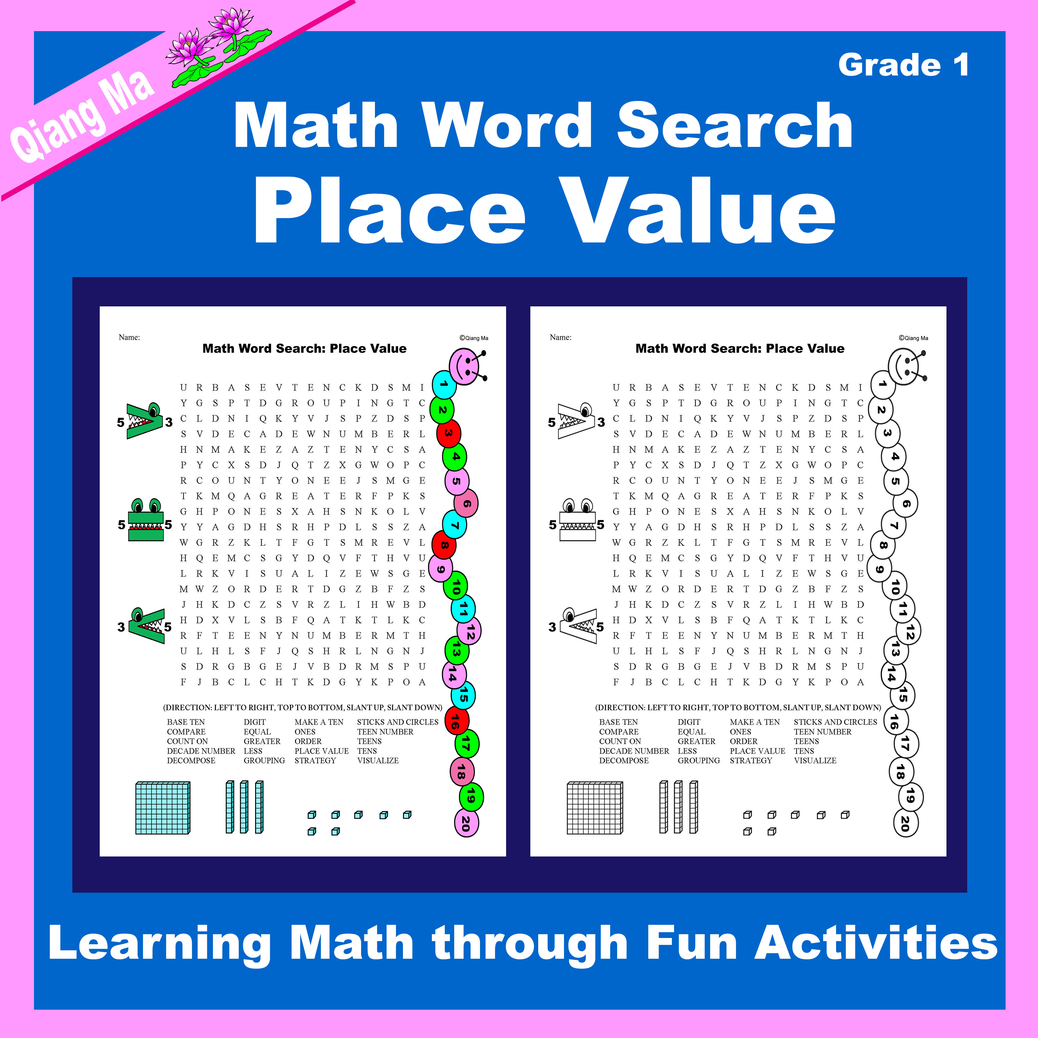 Math Word Search: Place Value (Gr 1)